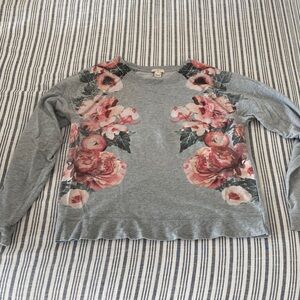 J Crew Floral Gray thin sweatshirt